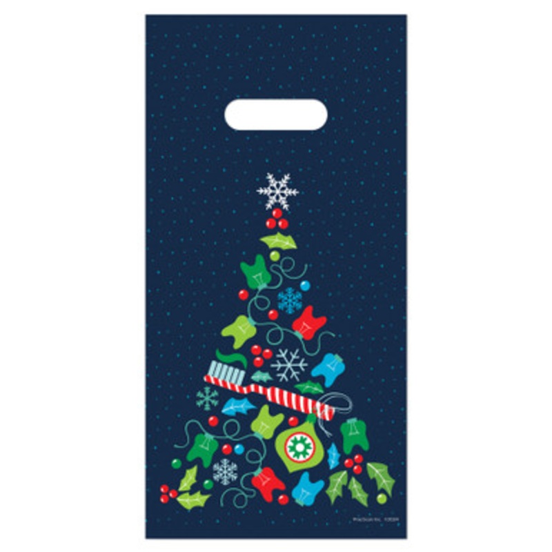 6 x 12 Holiday Dental Tree Bags 100/Pack