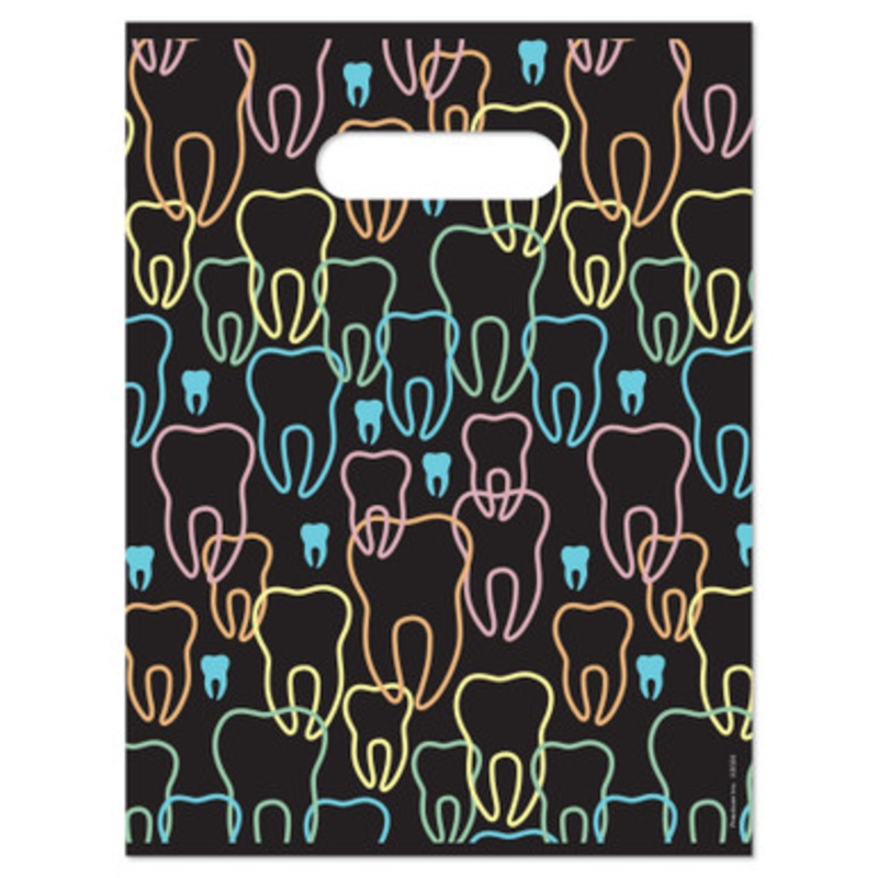 9 x 12 Neon Teeth Scatter Print Bags 100/Pack