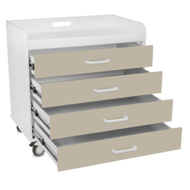Extra Wide Compact Four Drawer Cart