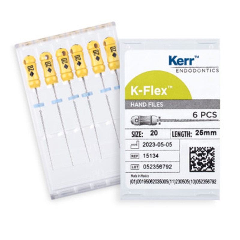 Kerr K-Flex Files 25mm Size 20 Yellow 6/Pack