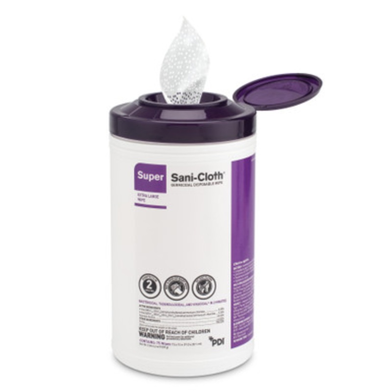 Extra-Large Super Sani-Cloth Wipes 75/Canister
