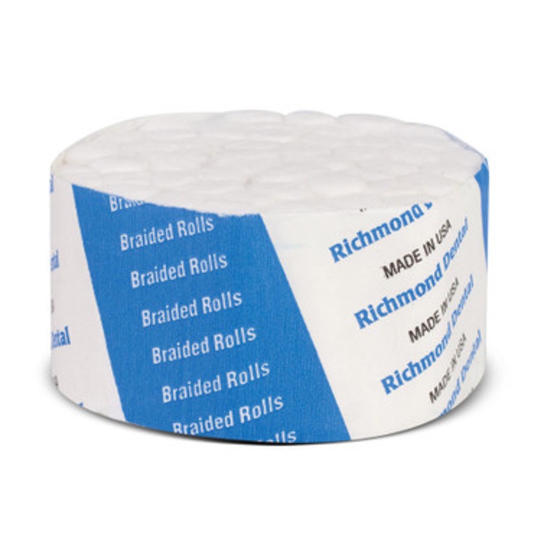 Richmond Dental No. 2 Medium 1 1/2 Non-Sterile Braided Cotton Rolls 2000/Box