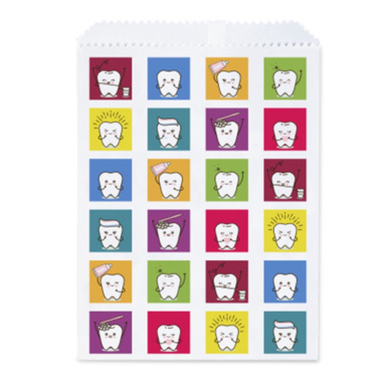 7.5 X 10 Action Teeth Paper Bags 100/Pack