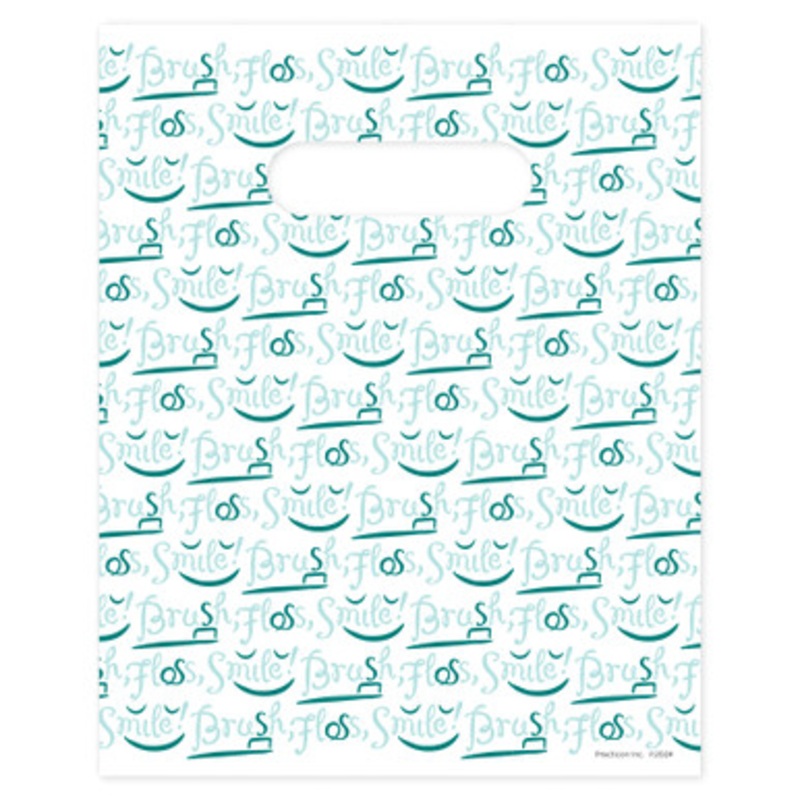 8 x 10 Brush Floss Smile Script Scatter Print Bags 100/Pack