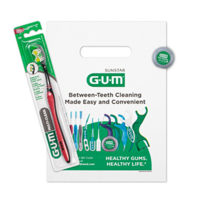 GUM Multi-Clean Premium Toothbrush Kit with Floss 144/Pack