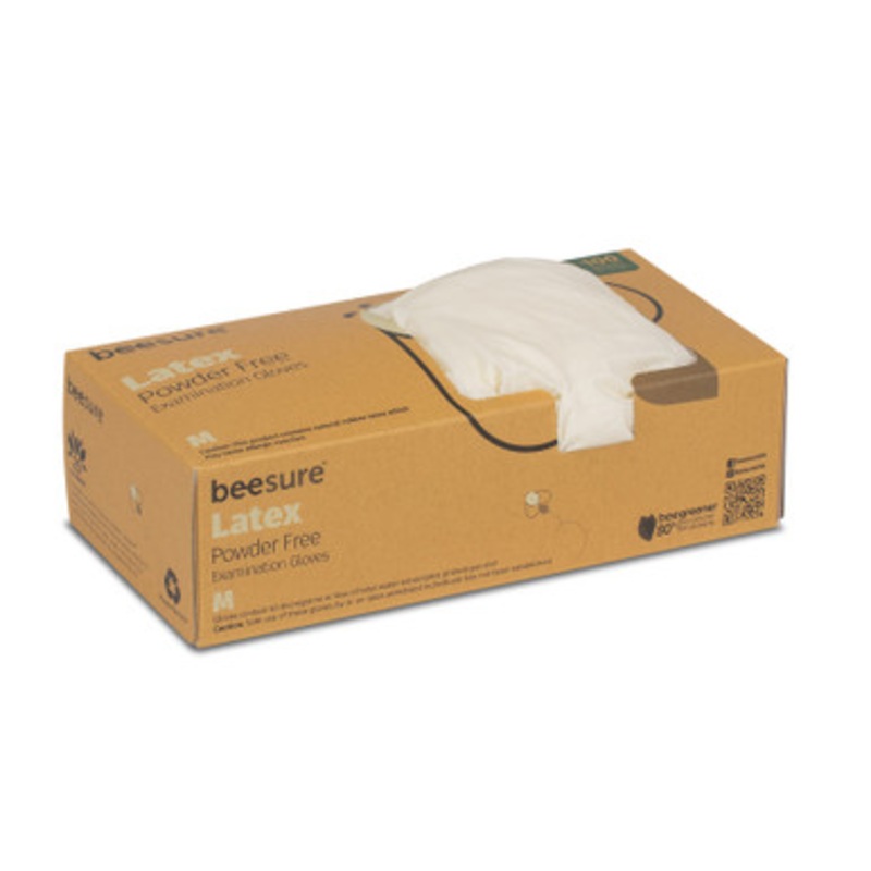 Beesure Powder-Free Latex Exam Gloves 100/Box